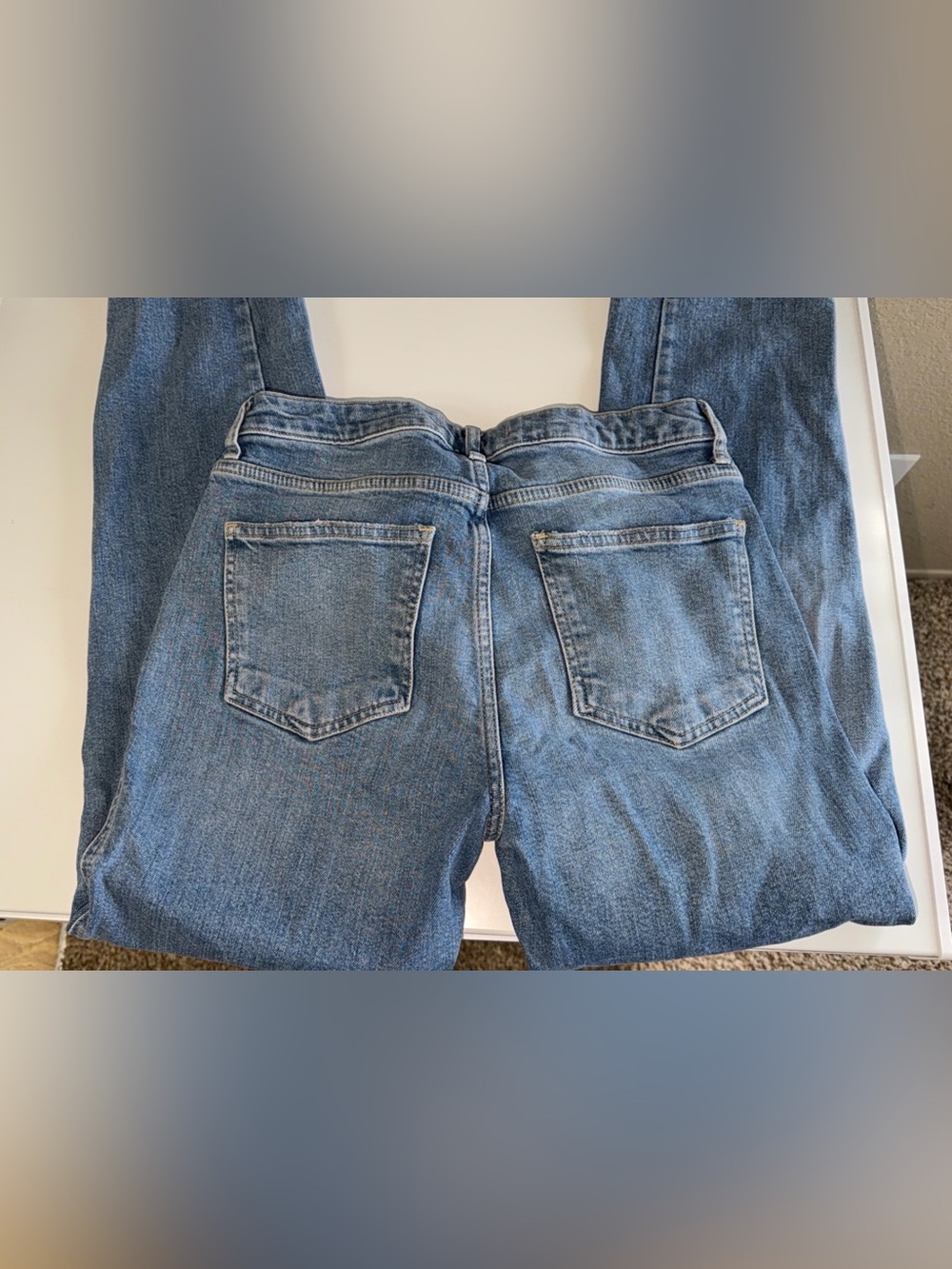 Free People Raw Hem Straight Leg Jeans Light Wash Denim - Picture 4 of 5